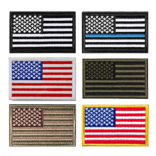 America Flag Patches w/ Hook Backing 3-1/4x1-13/16” – 12 Pack