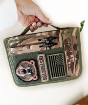 Zippered Book cover for notebooks, fits A5 size and Green military journal 5x8" | Military journal | Army | Air force | Navy | Green Camo