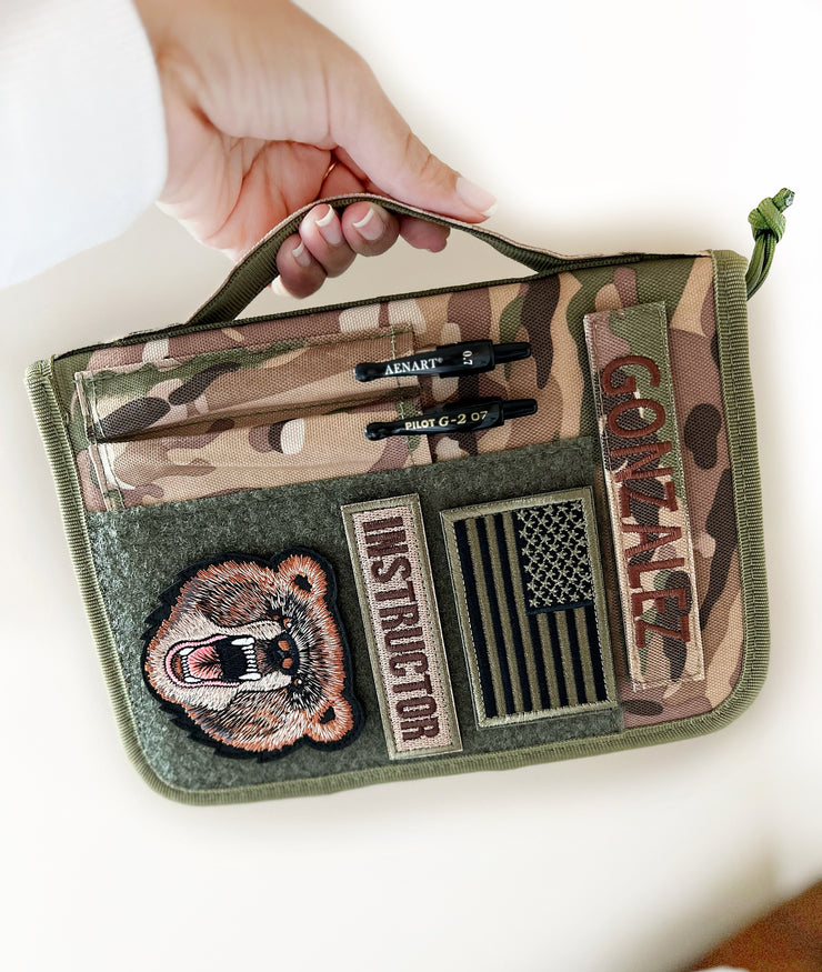 Zippered Book cover for notebooks, fits A5 size and Green military journal 5x8" | Military journal | Army | Air force | Navy | Green Camo