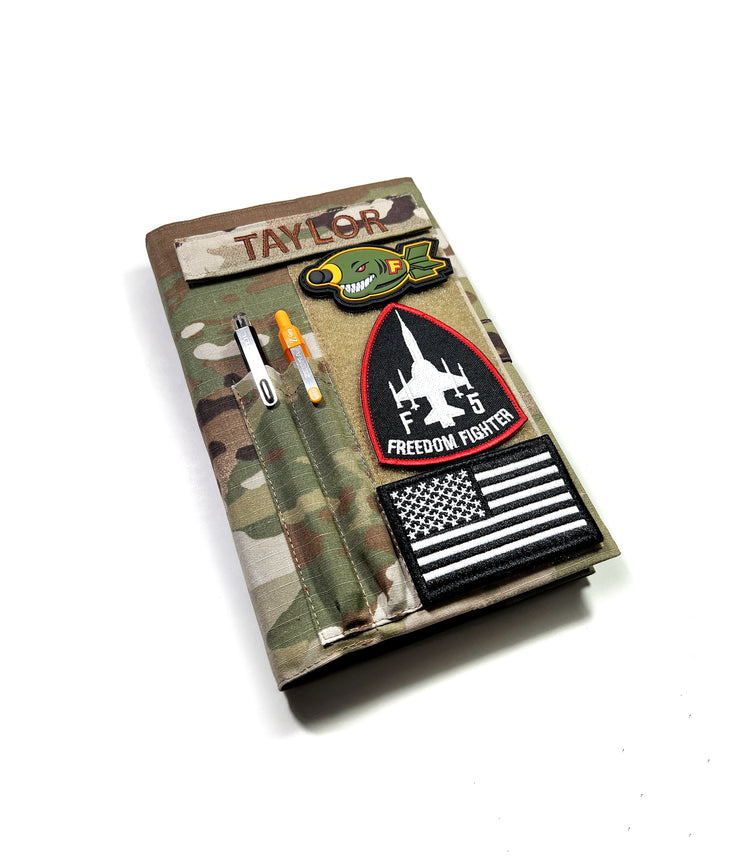 Book cover for Military-Method notebook by N. McPherson with loop tape for patches | Tactical Book cover. Style 5