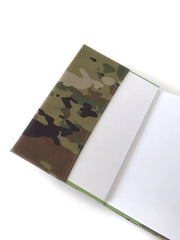 Military book cover for green journal with loop tape for patches | Military gift. Style 4