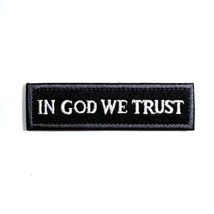 In God we trust embroidered tactical patch with hook and loop tape for Book covers, bags, vest, tactical patch. 3.75 x 1 inches.