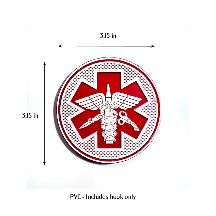 Paramedic PVC patch with hook tape for Book covers, bags, vest, tactical patch. 3.15 inches.