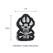 K9 Paw embroidered tactical patch with hook and loop tape for Book covers, bags, vest, K9 unit tactical patch. 2.8 x 2  inches.