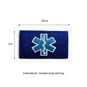 Paramedic embroidered blue tactical patch with hook and loop tape for Book covers, bags, vest, tactical patch. 3.15 x 2 inches.