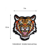 Tiger embroidered tactical patch with hook and loop tape for Book covers, bags, vest, tactical patch. 3.5 x 3 inches.