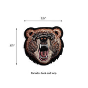 Bear embroidered tactical patch with hook and loop tape for Book covers, bags, vest, tactical patch. 3x3 inches.