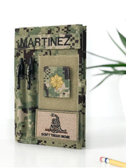 Military book cover for green journal with loop tape for patches | Military gift. Style 5 - L'FEME