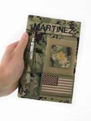 Military book cover for green journal with loop tape for patches | Military gift. Style 5 - L'FEME