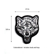 Wolf embroidered tactical patch with hook and loop tape for Book covers, bags, vest, tactical patch. 3.15 x 2.5 inches.